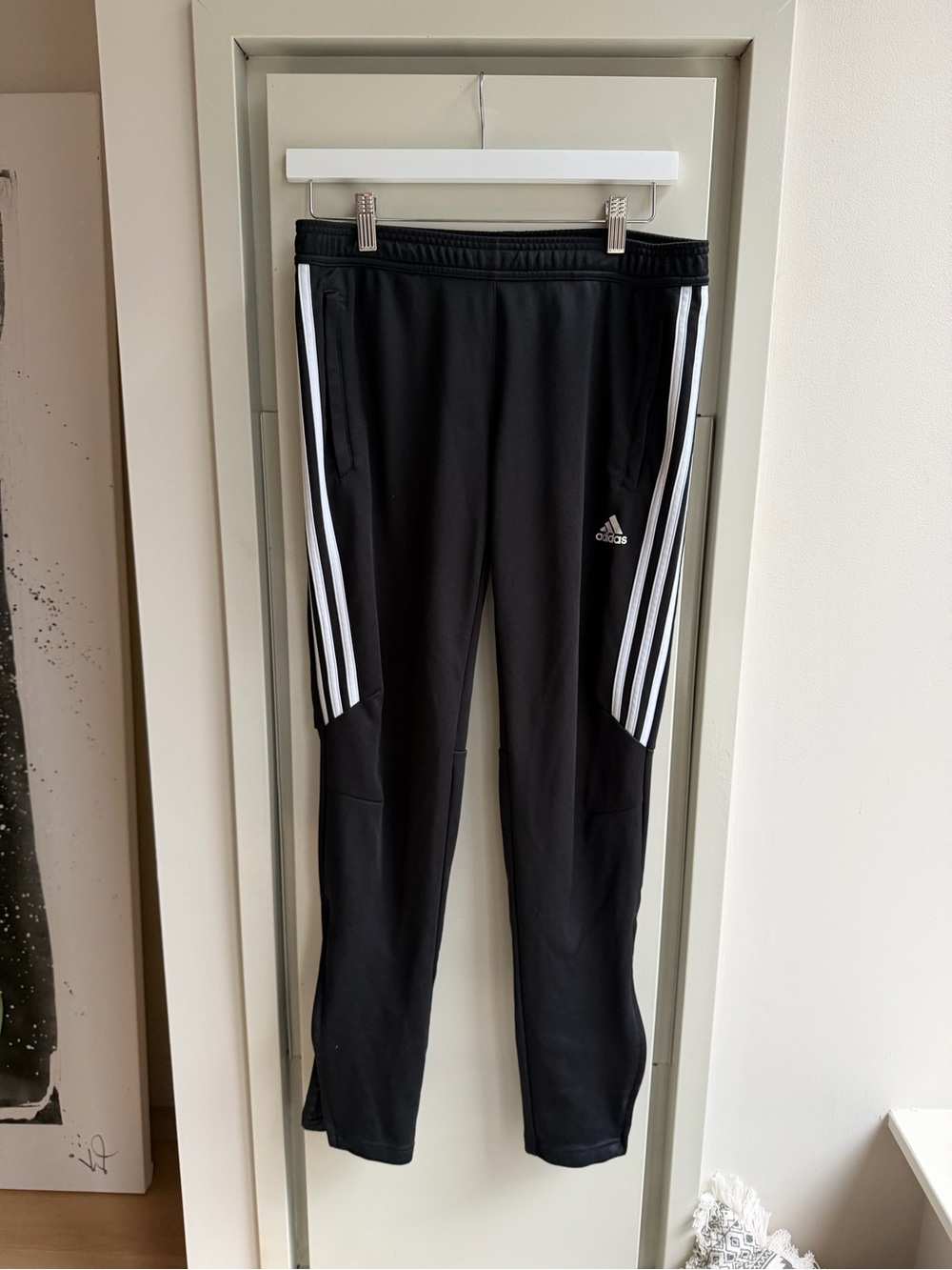 Adidas Women’s Black Track Pants with White Stripes